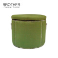 Green fabric round wicker ottoman round modern footstool ottoman